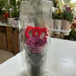 Art. ROSE STABILIZZATE SU VASO IN VETRO ALTO