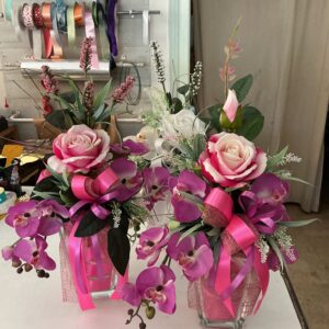 Art. VASO IN VETRO CON FIORI FINTI