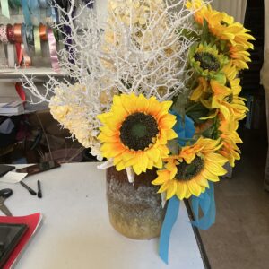 Art. VASO CERAMICA PORTOGHESE CON FIORI FINTI